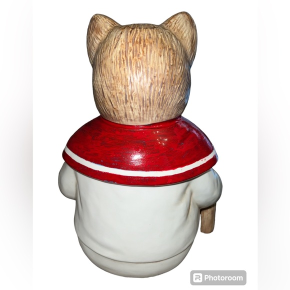 Vtg Japan Wilbur Milton Anthropomorphic Red Sailor Cat Cookie Jar glass eyes - Picture 3 of 5